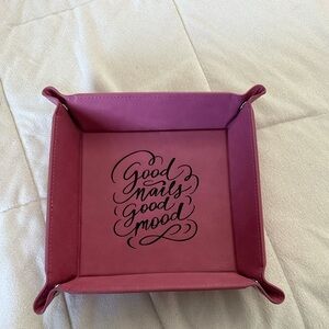 Pink Leather Tray with Quote